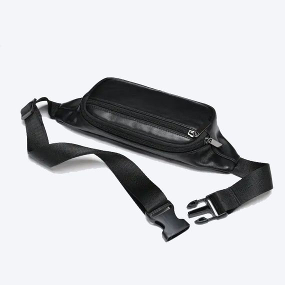 Стильная черная поясная сумка бананка, Мужская бананка удобная, Бананка для мужчин с застежкой QV-25 | Зображення 5