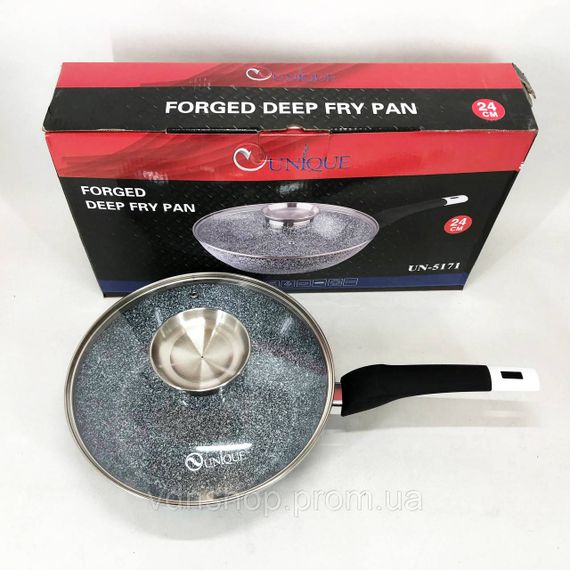 Глубокая сковорода для индукционной плиты Unique UN-5171 24 см, Сковородка для приготовления CX-34 | Зображення 8