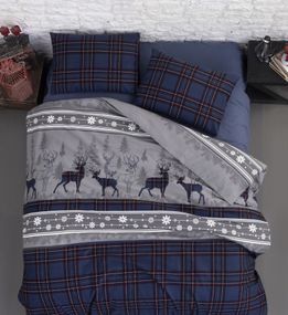 Комплект постельного белья First Choice Flanel 160×220 см Happiness Navy Blue