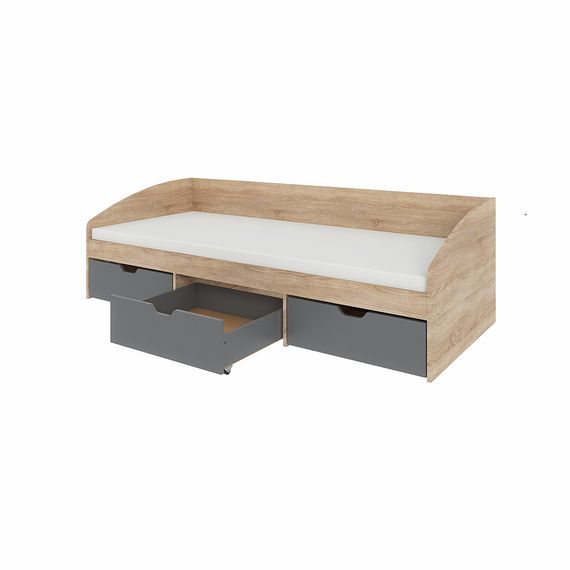 Ліжко односпальне з ящиками Еверест Комфорт 3 193х84х59  см Дуб сонома/Графіт (EVR-5735) | Зображення 7