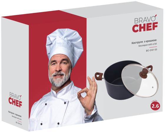 Каструля Bravo Chef класична 20 см (2.6 л) з кришкою | Зображення 6