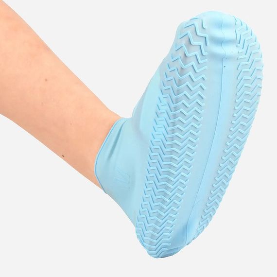 Багаторазові бахіли-чохли L (41-45 розмір) для взуття силіконові від води та бруду. Колір: блакитний NO-22 | Зображення 9