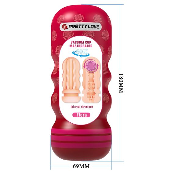 Мастурбатор PRETTY LOVE Flora Vacuum Cup, TPE, телесный цвет Sex Aura | Зображення 5