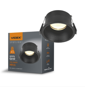 LED Світильник врізний під лампу GU10 круглий чорний VL-SPF09R-B Videx