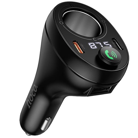 АЗП FM модулятор Hoco E88 Star cigarette lighter+PD20W+QC3.0 total 120W (2USB-C) Black