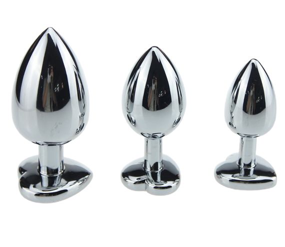 Набір хромованих анальних пробок із рожевими кристалами ( розмір S, M, L ) | Зображення 4