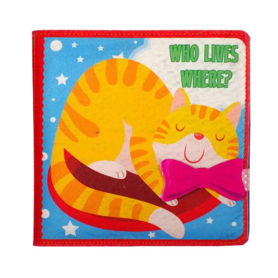 Развивающая фетровая книга для детей "Кто где живет?" 823437, 25 липучек