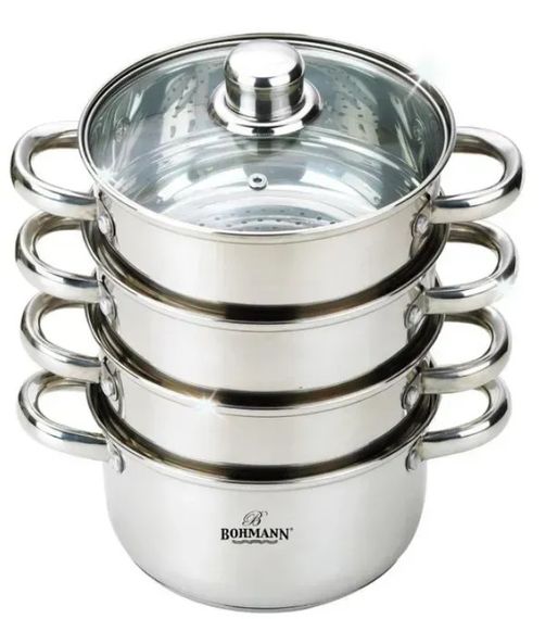 Пароварка-мантоварка Bohmann BH-3215 2.5 л 18 см срібляста | Зображення 2