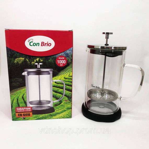Френч-прес з поршнем Con Brio 1л CB-6410 1 л, Френч-прес з хорошого матеріалу, Заварник для кухні OI-88 | Зображення 7