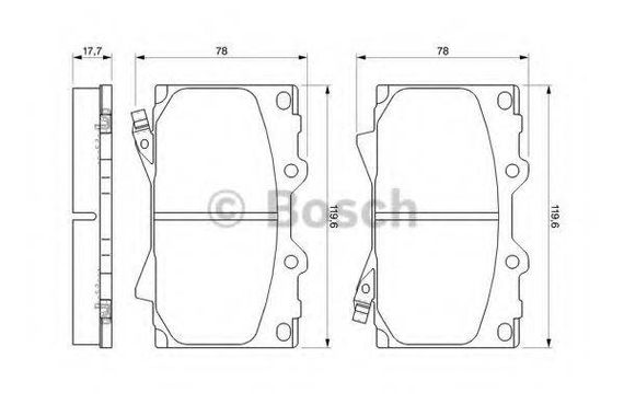 Комплект гальмівних колодок - дискові BOSCH 0986424640 на TOYOTA PRADO (FZJ1_, UZJ100)