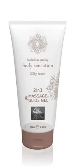 Лубрикант и массажное масло 2 в 1 SHIATSU Massage-& Glide gel 2 in1 Silky touch, 200 мл Sex Aura