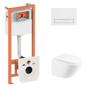 Набір Qtap Nest 4 в 1 підвісний унітаз Robin Ultra Quiet 490x365x325 + комплект інсталяції QT1333046EUQW45147