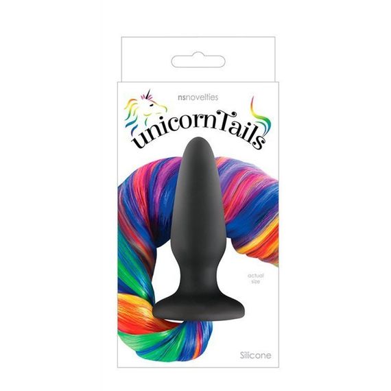 Конічна анальна пробка з хвостом NS Novelties Unicorn Tails, різнокольоровий Sex Aura