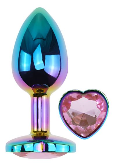 Анальна пробка з кристалом EGZO - Multicolor Heart Plug Pink size S sexstyle | Зображення 1