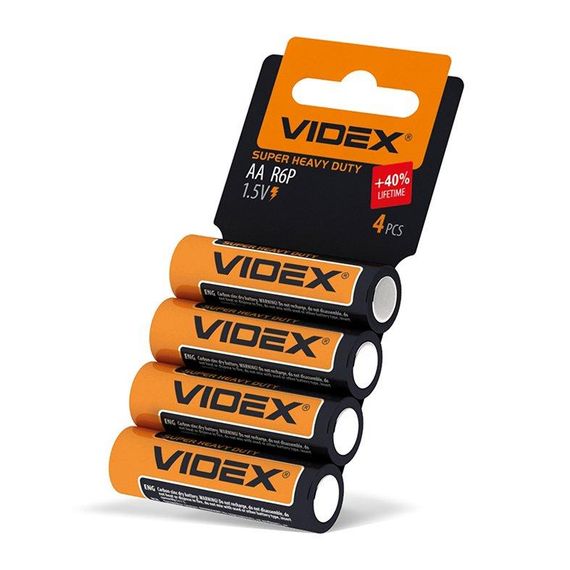Батарейка сольова Videx R6P/AA 4шт SHRINK CARD | Зображення 2