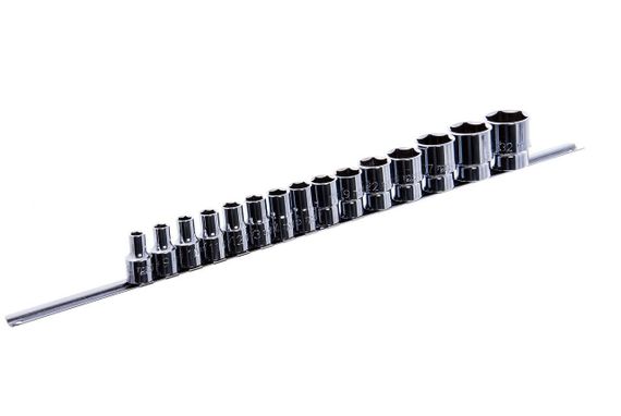 Набор головок торцевых на планке TOPTUL 1/2" 15 ед. 8-32 мм GAAQ1603U