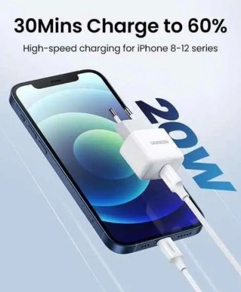 Сетевое зарядное устройство UGREEN CD241 USB Type-C 20W Mini PD PD3.0 Fast Charger 3A Белый | Зображення 6