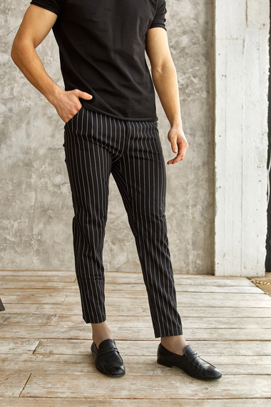 Брюки полоски черные чёрный S L | Зображення 5