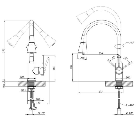 Змішувач для кухні Kroner KRM Kuche - C132GRN (CV033130) | Зображення 1