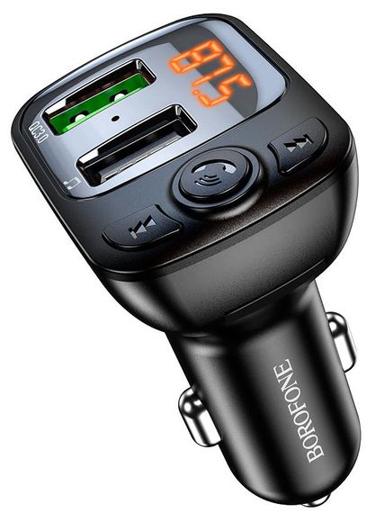 FM трансмиттер модулятор BOROFONE BC41 Eminency Автомобильное зарядное устройство QC3.0 Bluetooth Черный | Зображення 1