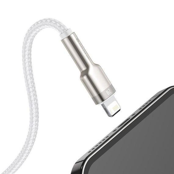 Дата кабель Baseus Cafule Metal USB to Lightning 2.4A (2m) (CALJK-B0) White | Зображення 1