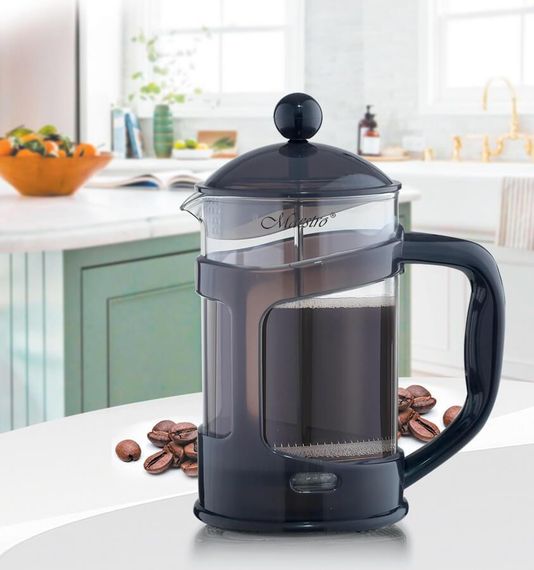 Френч-прес 1 л Maestro MR-1665-1000-BROWN коричневий скляний заварник для чаю та кави | Зображення 1