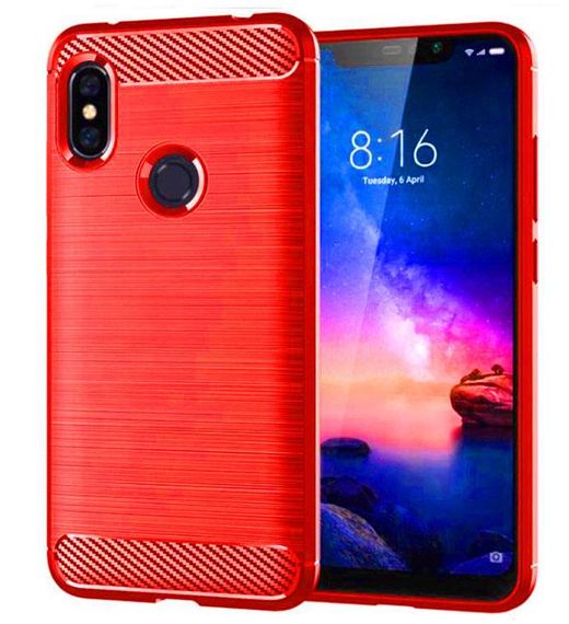 Протиударний бампер PRIMO Carbon Fiber Series для Xiaomi Redmi Note 6 Pro - Red