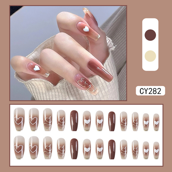 Накладные ногти с клеем CY282 Бежевый 24 шт (A9595)