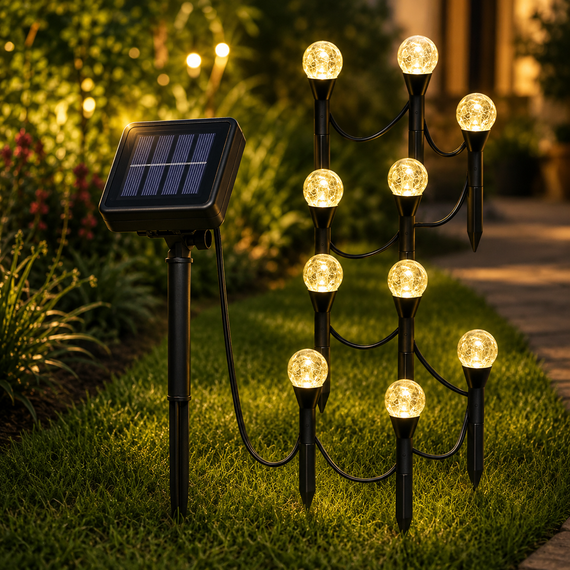 Садовый светильник garden light с солнечной панелью / Шаровидные фонари для сада с пузырьками Solar / Светодиодная LED-гирлянда для сада | Зображення 1