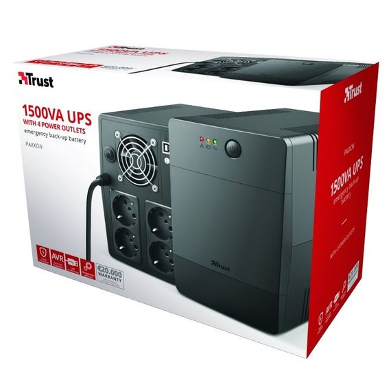 Джерело безперебійного живлення Trust Paxxon 1500VA UPS with 4 standard wall power outlets BLACK (23505_TRUST) | Зображення 4