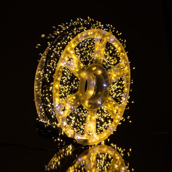 Новорічна гірлянда кімнатна «Роса» Хвойна лапа 100 м, 3000 LED, жовте сяйво, зелений провід | Зображення 2