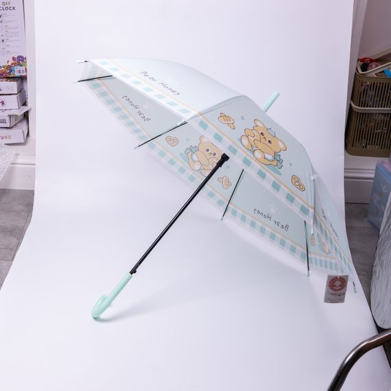 Класична дитяча парасолька-тростина напівавтомат з поліестеру міцна надійна 8 спиць діаметр 94 см М'ятний HP-23-11M | Зображення 3