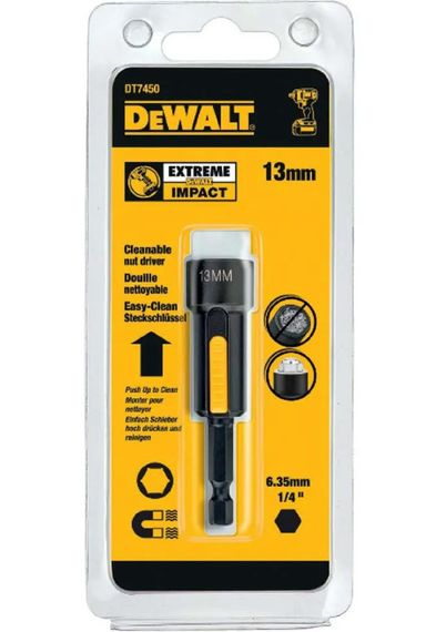 Головка торцева ударна DeWalt EXTREME магнітна шестигранна 1/4" 13 мм (DT7450) | Зображення 1