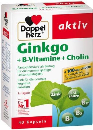 Вітаміни Doppelherz Гінкго Білоба + Холін + цинк + В-група для мозкового кровообігу Допельгерц