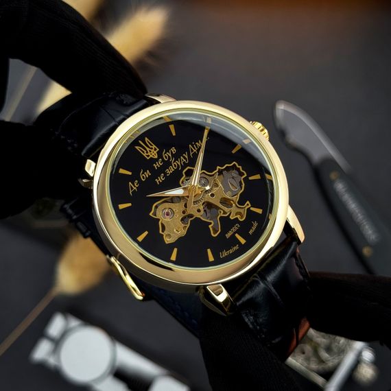 Класичний чоловічий годинник Awarder 022 Gold-Black Mechanic Де би не був | Зображення 9