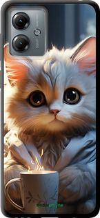 Чохол на Motorola Moto G14 Білий кіт "5646b-3197-2448"