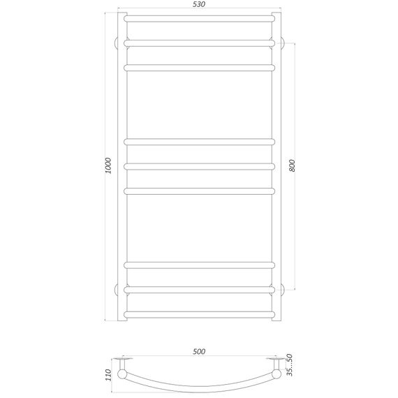 Рушникосушарка UNIO LDE W 1000-500-9 Драбинка Дуга Еліт (20874) | Зображення 3