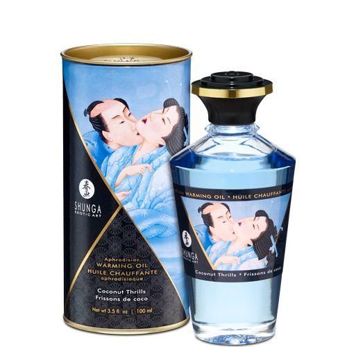 Розігрівальна олія Shunga Aphrodisiac Warming Oil – Coconut Thrills (100 мл) без цукру, смачна Sex Aura