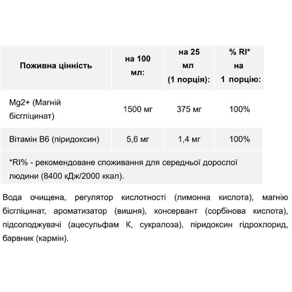Мікроелемент Магній для спорту Blade Sport Magnesium Liquid 1000 ml /40 servings/ Cherry | Зображення 1