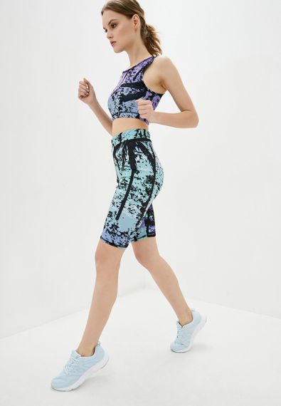 Спортивні шорти велосипедки  4Profi з принтом "Тропік" зелений/фіолет  розмір XL дайвінг 18002 | Зображення 1