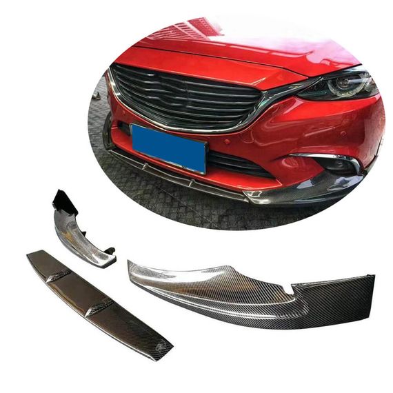 Передняя губа на бампер V1 (2017-2019, Карбон) для Mazda 6
