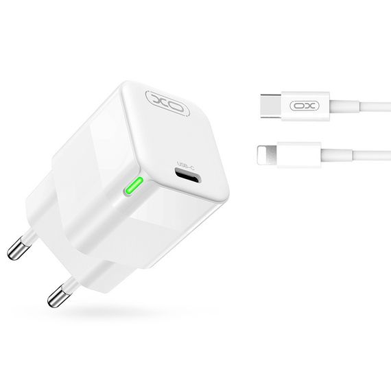 Мережевий зарядний пристрій XO CE06 PD 30W GaN Type-C to Lightning