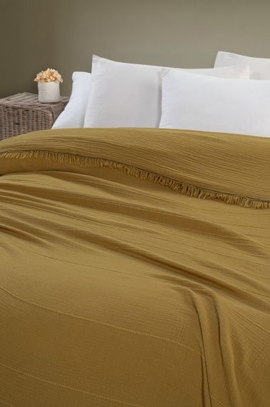 Муслиновое покрывало Sikel Izgi 220×240 Hardal