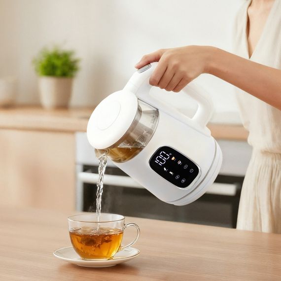 Електрочайник cкляний Adler AD 1305 білий/сріблястий 1,7 л, 2200 Вт, з регулюванням температури | Зображення 8