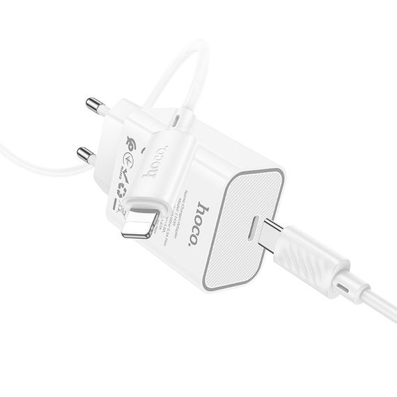 МЗП Hoco C143A Benefit PD20W (1USB-C) + кабель Type-C to Lightning White | Зображення 3