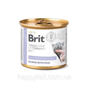 Корм влажный Brit Grain Free Veterinary Diets Gastrointestinal для кошек при проблемах с пищеварением с лососем и зеленым гором