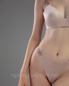 Комплект женского бесшовного белья Victoria`s Secret GOLD с золотыми стразами Бежевый цвет 80B