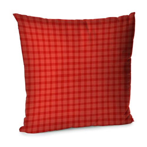 Подушка диванная с бархата Червона клітка 45x45 см (45BP_23NG034)