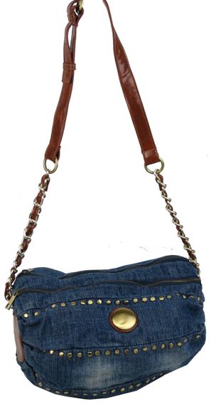Уцінка! Циліндрична жіноча джинсова сумка Fashion jeans bag синя | Зображення 9