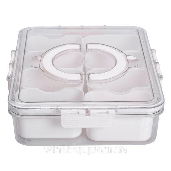 Контейнер для їжі з 8 відсіками 31х24х7 см судок для їжі пластиковий 2.5 л Білий HP-27-3 | Зображення 6